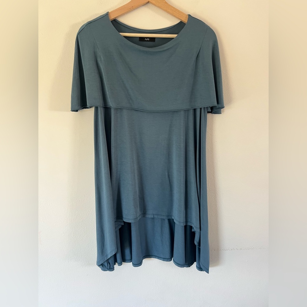 Ruti Blue Fold Over Modal High Low Tunic Top Size 0